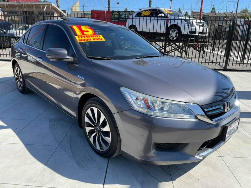 2015 GRAY Honda Accord Hybrid Touring (1HGCR6F77FA) with an 2.0L L4 DOHC 16V HYBRID engine, Continuously Variable Transmission transmission, located at 744 E Miner Ave, Stockton, CA, 95202, (209) 944-5770, 37.956863, -121.282082 - Photo #0