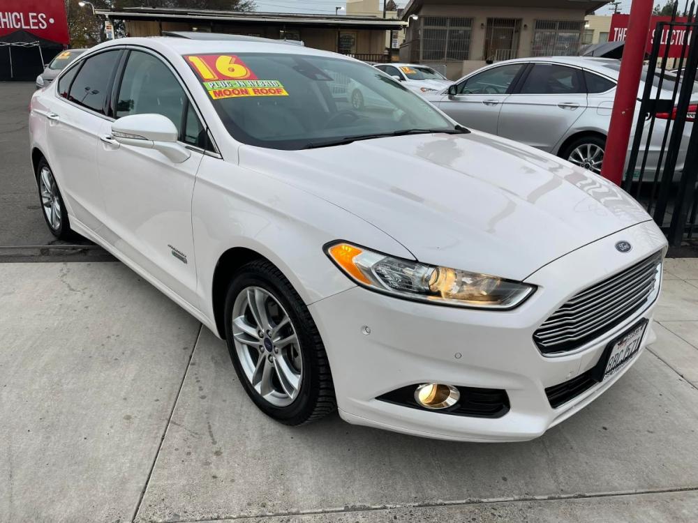 2016 WHITE Ford Fusion Energi Titanium (3FA6P0SUXGR) with an 2.0L L4 DOHC 16V HYBRID engine, Continuously Variable Transmission transmission, located at 744 E Miner Ave, Stockton, CA, 95202, (209) 944-5770, 37.956863, -121.282082 - Photo #1