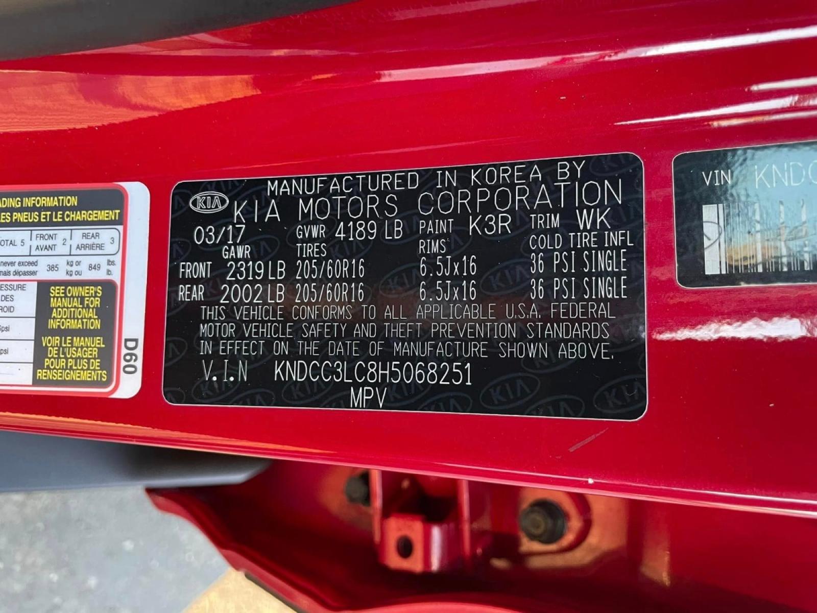 2017 RED Kia Niro EX (KNDCC3LC8H5) with an 2.0L L4 DOHC 16V HYBRID engine, 6A transmission, located at 744 E Miner Ave, Stockton, CA, 95202, (209) 944-5770, 37.956863, -121.282082 - Photo #13