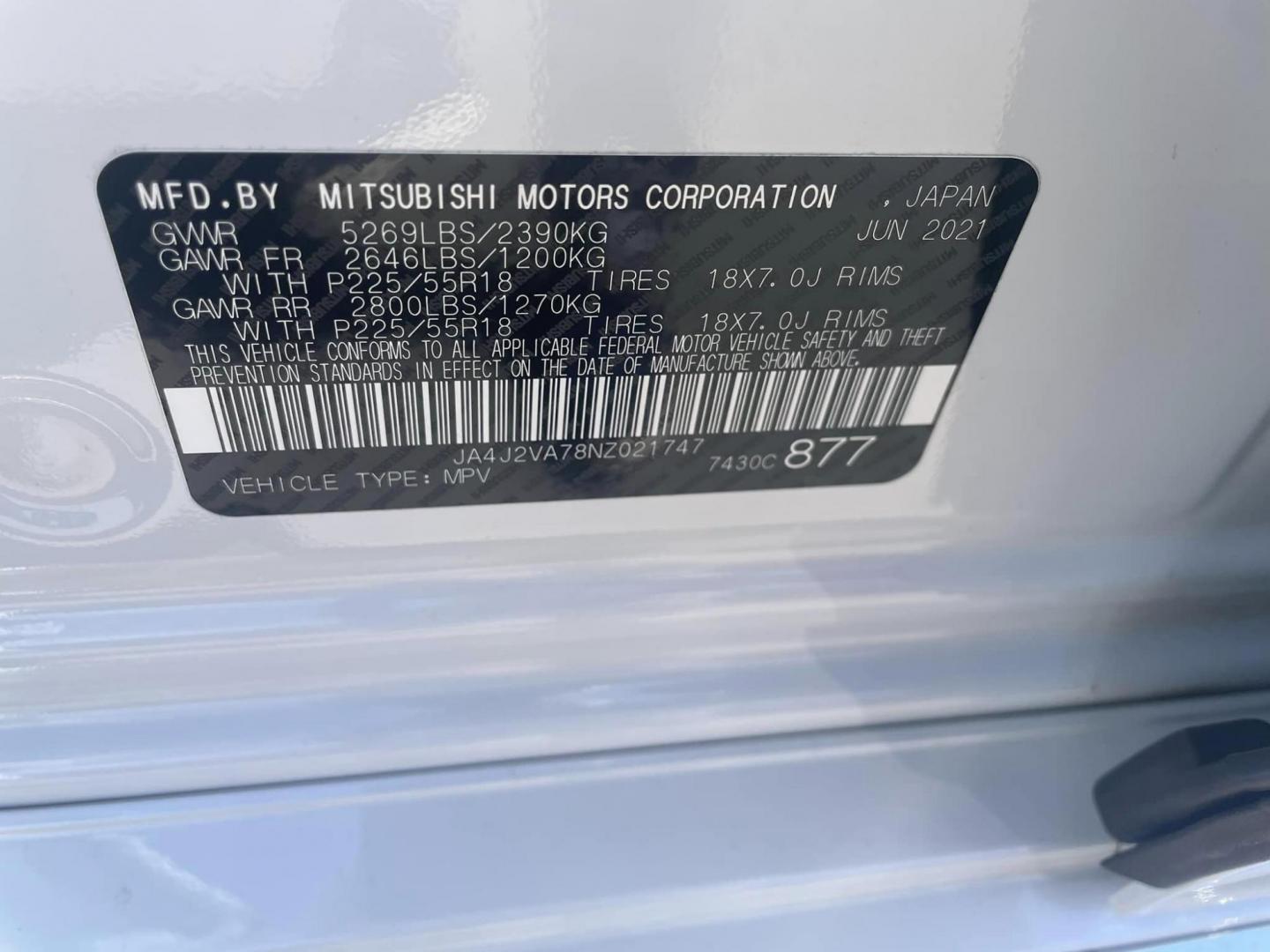 2022 WHITE /BLACK Mitsubishi Outlander PHEV SEL (JA4J2VA78NZ) with an 2.0L L4 DOHC 16V HYBRID engine, 1A transmission, located at 744 E Miner Ave, Stockton, CA, 95202, (209) 944-5770, 37.956863, -121.282082 - Photo#12