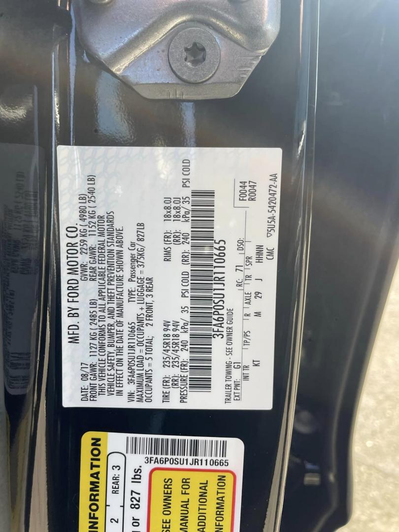 2018 BLACK /BLACK Ford Fusion Energi Titanium (3FA6P0SU1JR) with an 2.0L L4 DOHC 16V HYBRID engine, CVT transmission, located at 744 E Miner Ave, Stockton, CA, 95202, (209) 944-5770, 37.956863, -121.282082 - Photo#12