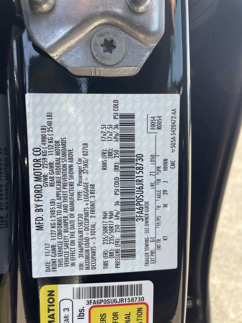 2018 BLACK Ford Fusion Energi Titanium (3FA6P0SU6JR) with an 2.0L L4 DOHC 16V HYBRID engine, CVT transmission, located at 744 E Miner Ave, Stockton, CA, 95202, (209) 944-5770, 37.956863, -121.282082 - PLUS TAXES AND FEES NO CHANGER AVAILBALE - Photo#7