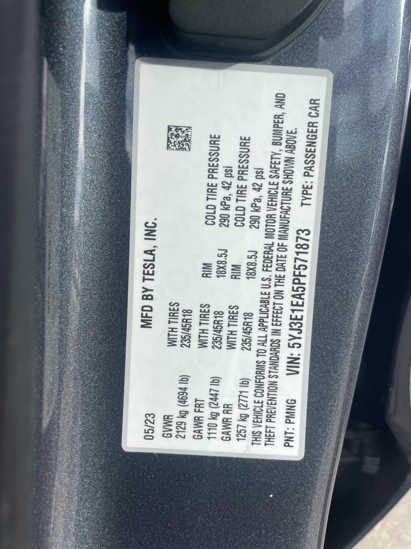 2023 Tesla Model 3 Standard Range Plus (5YJ3E1EA5PF) with an ELECTRIC engine, 1A transmission, located at 744 E Miner Ave, Stockton, CA, 95202, (209) 944-5770, 37.956863, -121.282082 - Photo#9