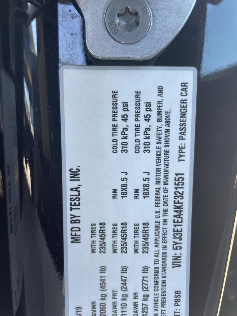 2019 Tesla Model 3 Base (5YJ3E1EA4KF) with an ELECTRIC engine, 1A transmission, located at 744 E Miner Ave, Stockton, CA, 95202, (209) 944-5770, 37.956863, -121.282082 - Photo#12