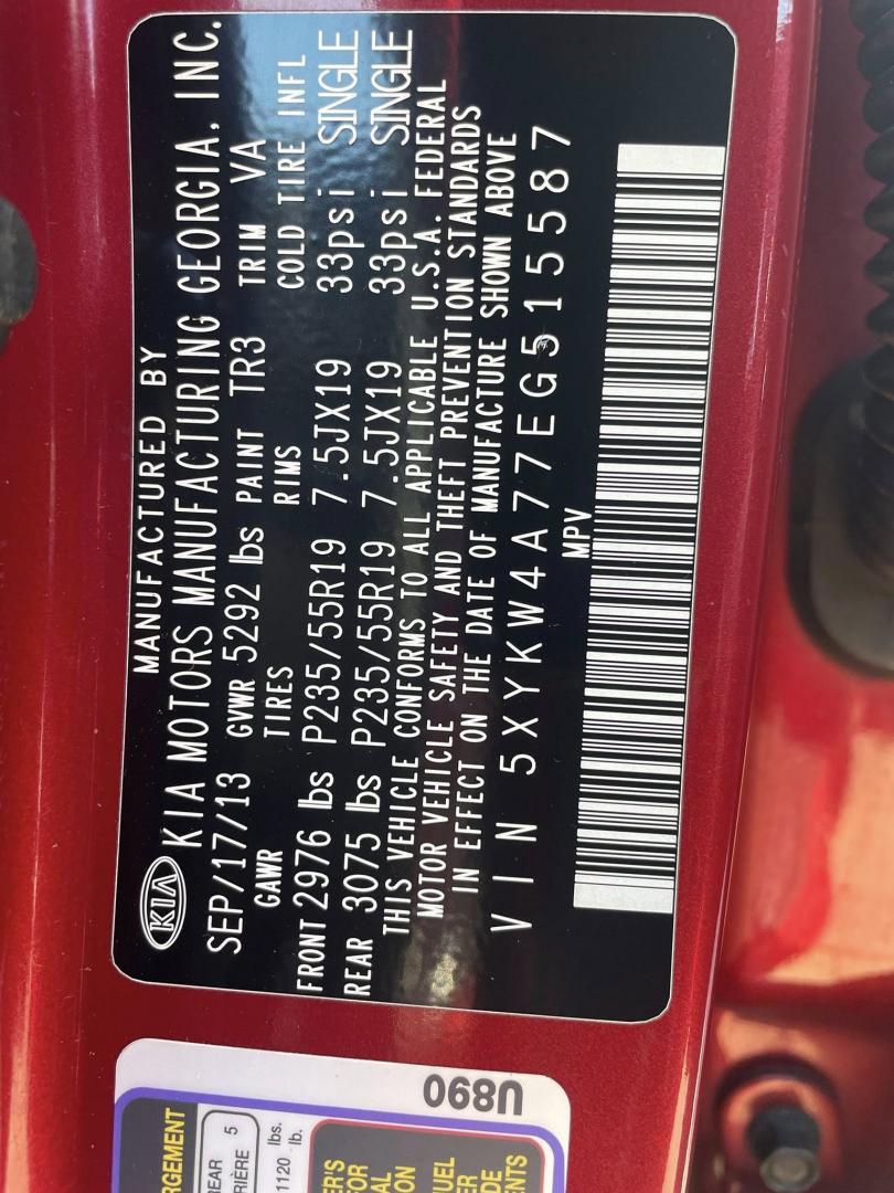 2014 Kia Sorento SX V6 FWD (5XYKW4A77EG) with an 3.3L V6 DOHC 24V engine, 6-Speed Automatic transmission, located at 744 E Miner Ave, Stockton, CA, 95202, (209) 944-5770, 37.956863, -121.282082 - PLUS TAXES AND FEES - Photo#10