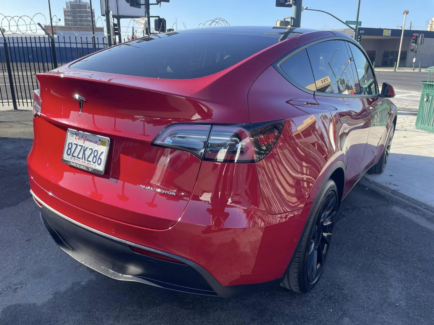 2022 RED Tesla Model Y Long Range (7SAYGDEE1NF) with an ELECTRIC engine, 1A transmission, located at 744 E Miner Ave, Stockton, CA, 95202, (209) 944-5770, 37.956863, -121.282082 - PLUS TAXES AND FEES - Photo#9