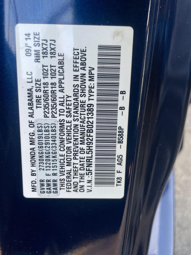 2015 Honda Odyssey Touring (5FNRL5H92FB) with an 3.5L V6 SOHC 24V engine, 6-Speed Automatic transmission, located at 744 E Miner Ave, Stockton, CA, 95202, (209) 944-5770, 37.956863, -121.282082 - Photo#11