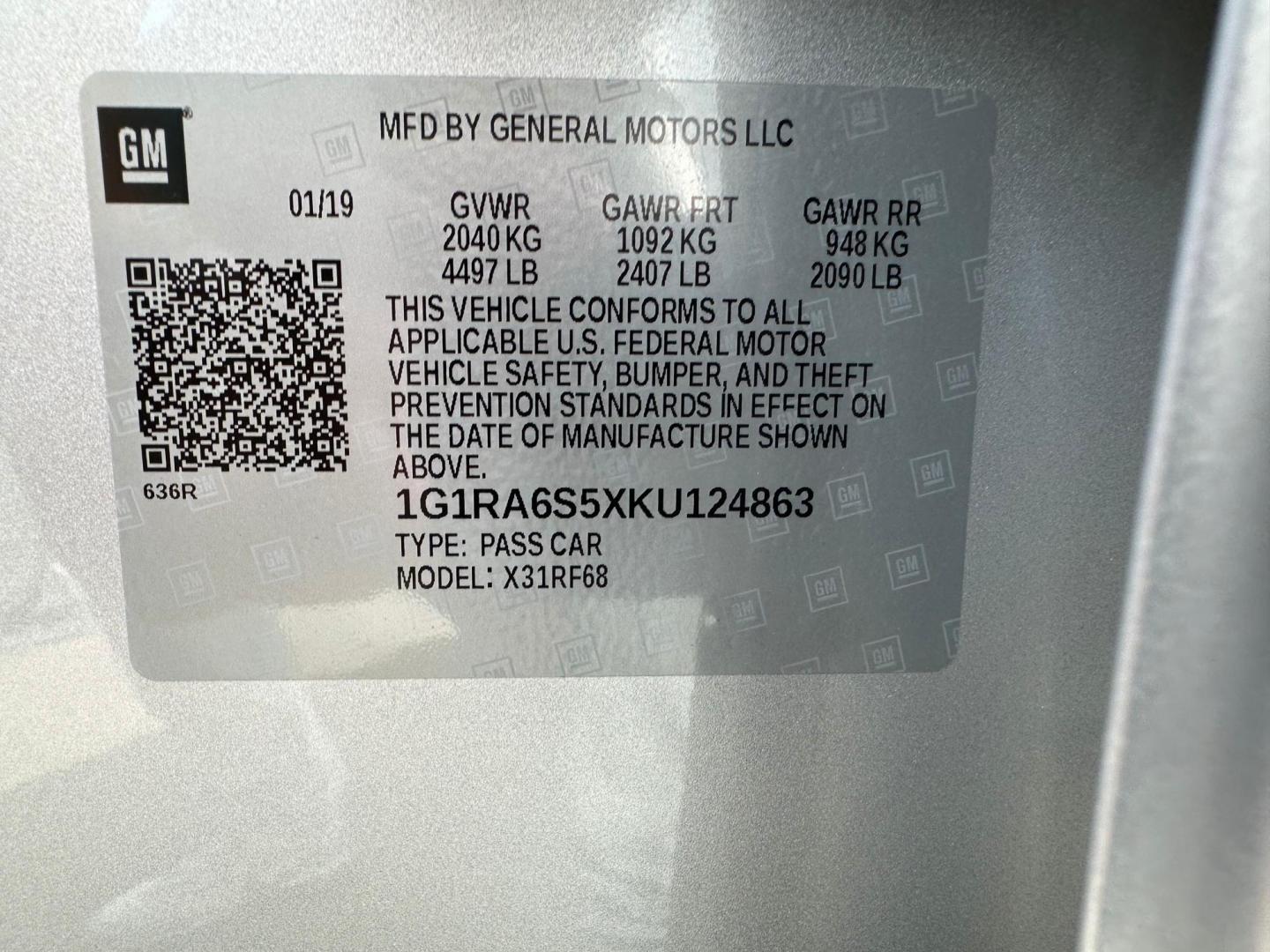 2019 Chevrolet Volt LT w/ Standard Emission Package (1G1RA6S5XKU) with an 1.5L L4 DOHC 16V engine, CVT transmission, located at 744 E Miner Ave, Stockton, CA, 95202, (209) 944-5770, 37.956863, -121.282082 - Photo#14