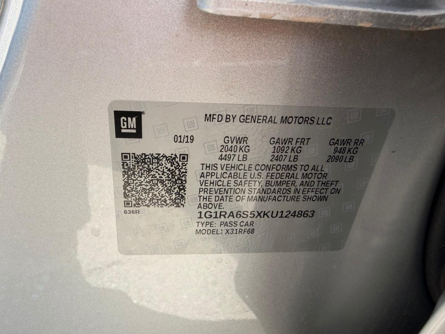 2019 Chevrolet Volt LT w/ Standard Emission Package (1G1RA6S5XKU) with an 1.5L L4 DOHC 16V engine, CVT transmission, located at 744 E Miner Ave, Stockton, CA, 95202, (209) 944-5770, 37.956863, -121.282082- Photo#14