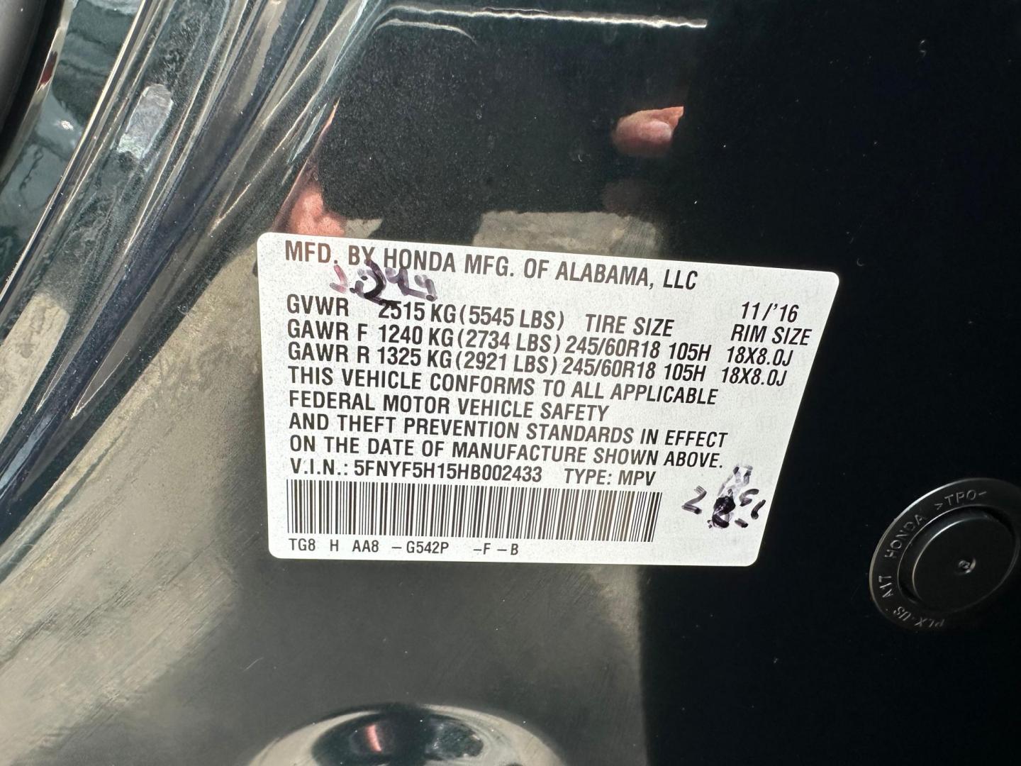 2017 Honda Pilot LX 2WD (5FNYF5H15HB) with an 3.5L V6 SOHC 24V engine, 6A transmission, located at 744 E Miner Ave, Stockton, CA, 95202, (209) 944-5770, 37.956863, -121.282082 - Photo#13