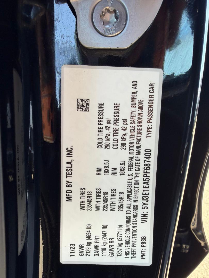 2023 Tesla Model 3 Standard (5YJ3E1EA5PF) with an ELECTRIC engine, 1A transmission, located at 744 E Miner Ave, Stockton, CA, 95202, (209) 944-5770, 37.956863, -121.282082- Photo#12